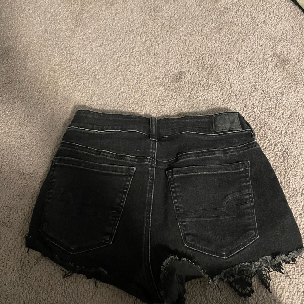 AE black high waisted shorts with lace trim